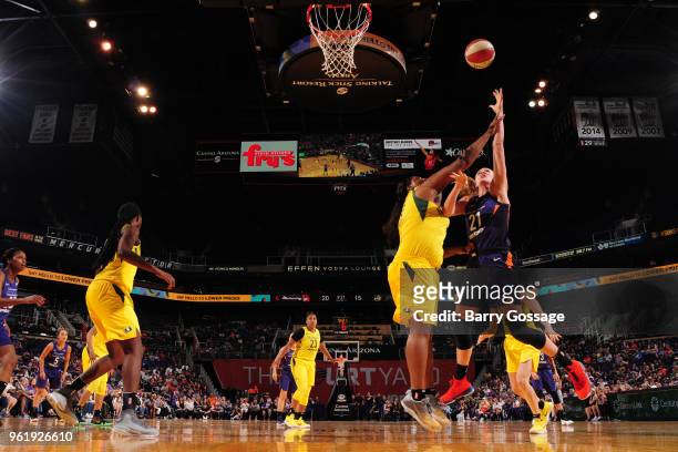 Marie Gulich of the Phoenix Mercury shoots the ball against the Seattle Storm on May 23, 2018 at Talking Stick Resort Arena in Phoenix, Arizona. NOTE...