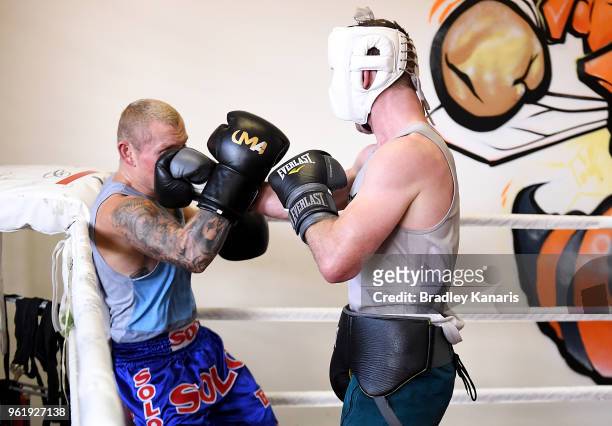 Jeff Horn competes during a sparring session at Stretton Boxing Club on May 24, 2018 in Brisbane, Australia.