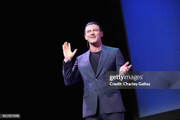 Actor Luke Evans speaks onstage at The Alienist - Los Angeles For Your Consideration Event at Wallis Annenberg Center for the Performing Arts on May...