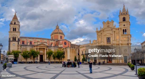 acireale, piazza duomo (sicily, italy) - stitched image stock pictures, royalty-free photos & images