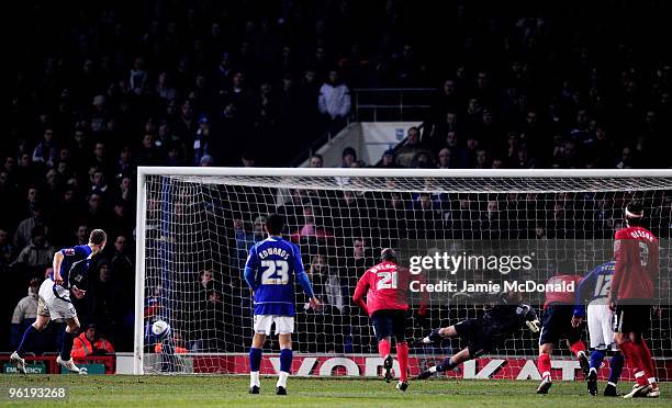 Grant Leadbitter of Ipswich Town scores a penalty during the Coca Cola Championship game between Ipswich Town and West Bromwich Albion at Portman...