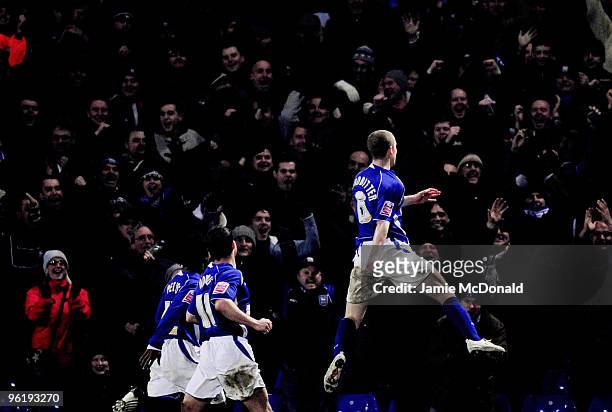 Grant Leadbitter of Ipswich Town celebtates his goal during the Coca Cola Championship game between Ipswich Town and West Bromwich Albion at Portman...