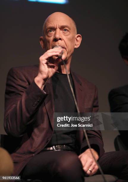 Actor J. K. Simmons speaks onstage during the STARZ "Counterpart" & "Howards End" FYC Event at LACMA on May 23, 2018 in Los Angeles, California.