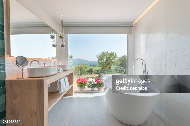 luxury hotel bathroom - new bathtub stock pictures, royalty-free photos & images