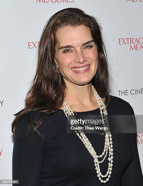 Brooke Shields attends the Cinema Society with John & Aileen Crowley screening of "Extraordinary Measures" at the School of Visual Arts Theater on...