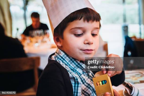 cute little boy with a chef hat - click&boo bildbanksfoton och bilder