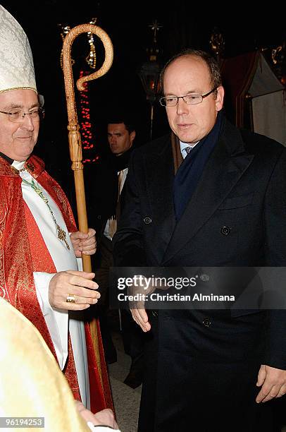 Prince Albert II of Monaco attends the ceremony of the Sainte Devote on January 26, 2010 in Monaco, Monaco.