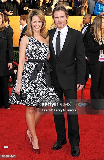 Actors Missy Yager and Sam Trammell arrive to the TNT/TBS broadcast of the 16th Annual Screen Actors Guild Awards held at the Shrine Auditorium on...