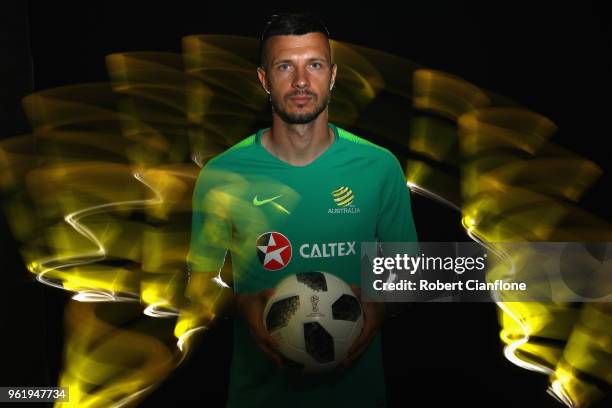 Nikita Rukavytsya of Australia poses during the Australian Socceroos Media Opportunity at the Gloria Football Club on May 24, 2018 in Antalya, Turkey.