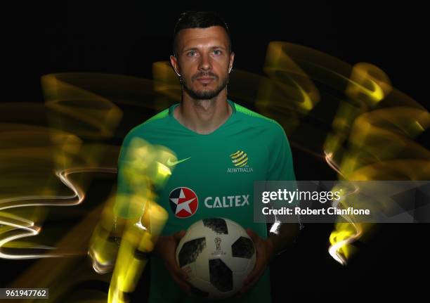 Nikita Rukavytsya of Australia poses during the Australian Socceroos Media Opportunity at the Gloria Football Club on May 24, 2018 in Antalya, Turkey.