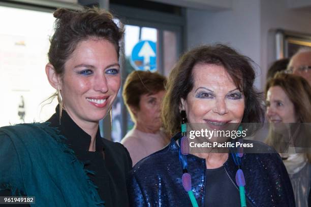 Italian actress Claudia Cardinale with her daughter Claudia Squitieri during the premiere in Rome at the Cinema Adriano of the Italian film "Rudy...