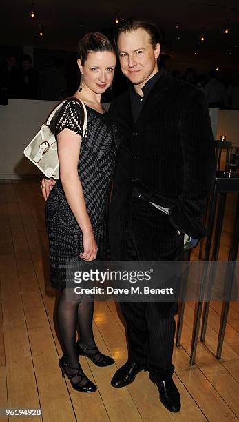 Samuel West and partner attend the afterparty following the press night of 'Enron', at Asia de Cuba in St. Martins Lane Hotel on January 26, 2010 in...