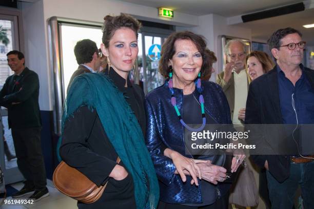Italian actress Claudia Cardinale with her daughter Claudia Squitieri during the premiere in Rome at the Cinema Adriano of the Italian film "Rudy...