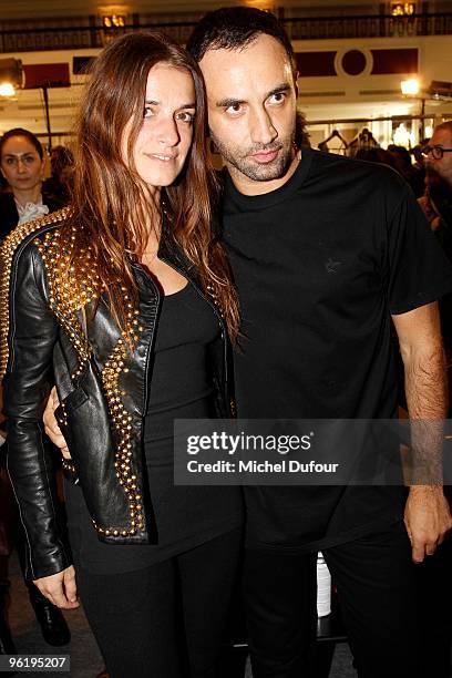 Joana Preiss and Riccardo Tisci attend Givenchy Fashion Show during Paris Fashion Week Haute Couture S/S 2010 on January 26, 2010 in Paris, France.