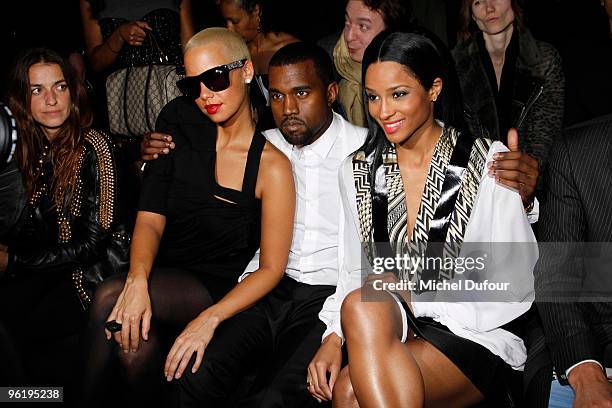 Amber Rose, Kanye West and Ciara attend Givenchy Fashion Show during Paris Fashion Week Haute Couture S/S 2010 on January 26, 2010 in Paris, France.