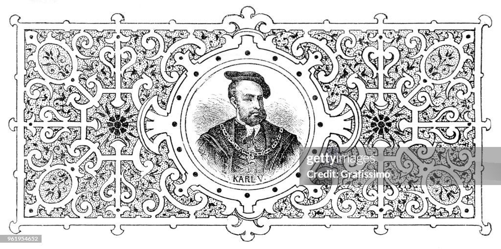 Charles V King of Spain portrait illustration 1882
