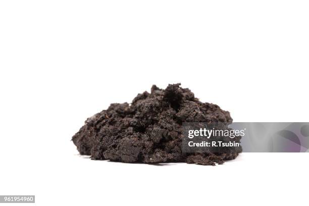 pile of soil isolated on white background - erde freigestellt stock-fotos und bilder