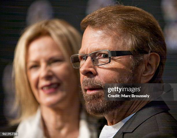 Anni-Frid Lyngstad and Bjorn Ulvaeus of Abba attend the ABBAWORLD premiere at Earls Court on January 26, 2010 in London, England.