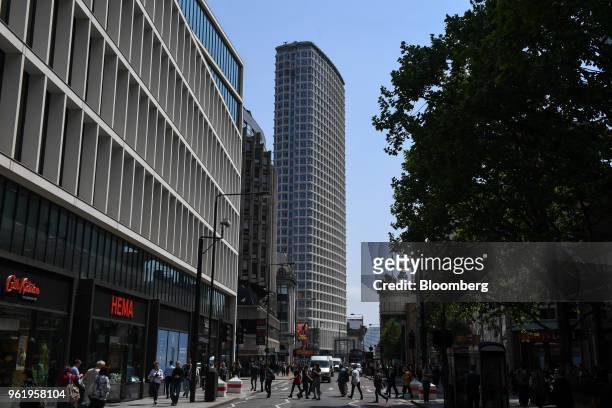 The Centre Point luxury residential tower, developed by Almacantar SA, center, stands at the end of Tottenham Court Road in London, U.K., on...