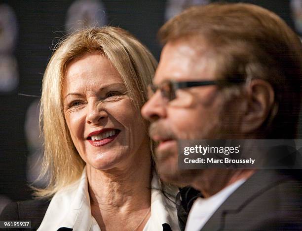 Anni-Frid Lyngstad and Bjorn Ulvaeus of Abba attend the ABBAWORLD premiere at Earls Court on January 26, 2010 in London, England.