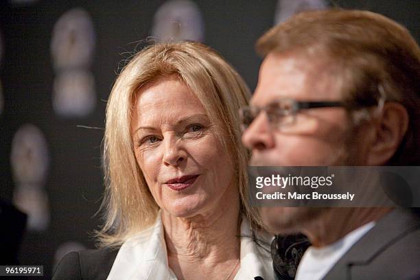 Anni-Frid Lyngstad and Bjorn Ulvaeus of Abba attend the ABBAWORLD premiere at Earls Court on January 26, 2010 in London, England.
