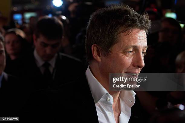 Actor Hugh Grant attends the Russian premiere of "Did You Hear About The Morgans?" at the Oktyabrski cinema hall on January 26, 2010 in Moscow.