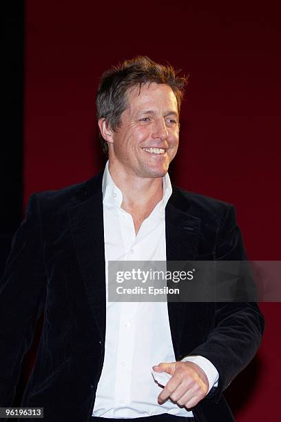 Actor Hugh Grant attends the Russian premiere of "Did You Hear About The Morgans?" at the Oktyabrski cinema hall on January 26, 2010 in Moscow.