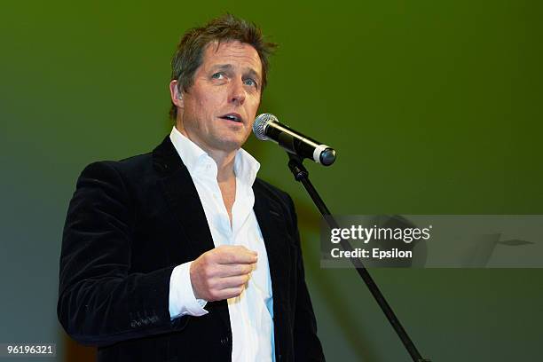 Actor Hugh Grant attends the Russian premiere of "Did You Hear About The Morgans?" at the Oktyabrski cinema hall on January 26, 2010 in Moscow.