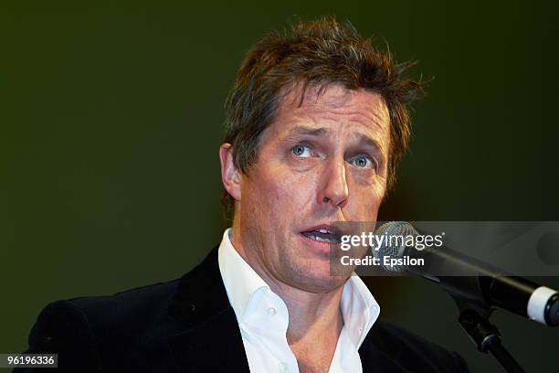 Actor Hugh Grant attends the Russian premiere of "Did You Hear About The Morgans?" at the Oktyabrski cinema hall on January 26, 2010 in Moscow.