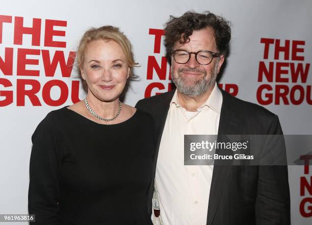 Smith Cameron and Kenneth Lonergan pose at the opening night after party for The New Group Theater's new play "Peace For Mary Frances" at The Yotel...