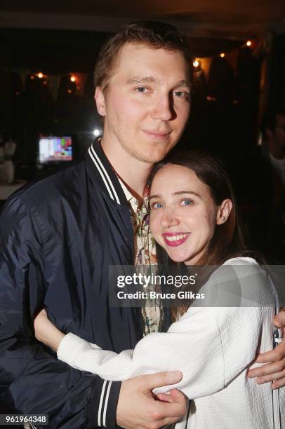 Paul Dano and Zoe Kazan pose at the opening night after party for The New Group Theater's new play "Peace For Mary Frances" at The Yotel Social Drink...