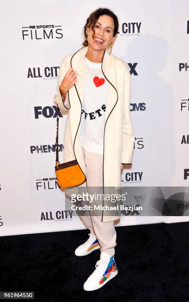 Minnie Driver arrives at Fox Sports Phenoms LA Premiere on May 23, 2018 in Los Angeles, California.
