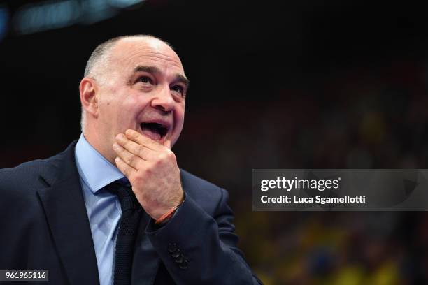 Pablo Laso, Head Coach of Real Madrid during the 2018 Turkish Airlines EuroLeague F4 Championship Game between Real Madrid v Fenerbahce Dogus...