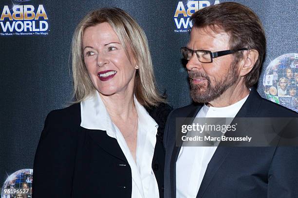 Anni-Frid Lyngstad and Bjorn Ulvaeus of Abba attend the ABBAWORLD premiere at Earls Court on January 26, 2010 in London, England.
