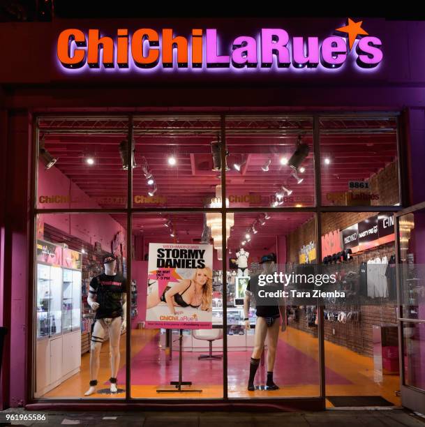 Stormy Daniels display is seen at Chi Chi LaRue's on May 23, 2018 in West Hollywood, California.
