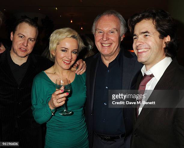 Samuel West, Amanda Drew, Tim Pigott-Smith and Rupert Goold attend the afterparty following the press night of 'Enron', at Asia de Cuba in St....