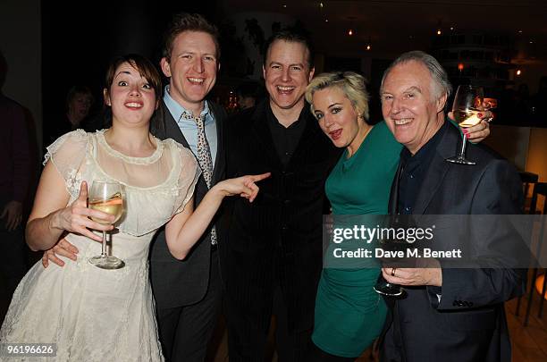 Lucy Prebble, Tom Goodman-Hill, Samuel West, Amanda Drew and Tim Pigott-Smith attend the afterparty following the press night of 'Enron', at Asia de...