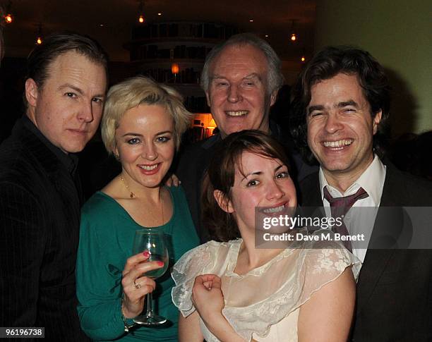 Samuel West, Amanda Drew, Tim Pigott-Smith, Lucy Prebble and Rupert Goold attend the afterparty following the press night of 'Enron', at Asia de Cuba...