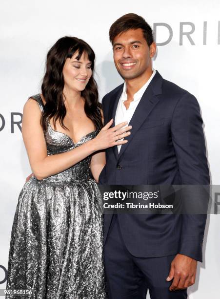 Shailene Woodley and Ben Volavola attend the premiere of 'Adrift' at Regal LA Live Stadium 14 on May 23, 2018 in Los Angeles, California.