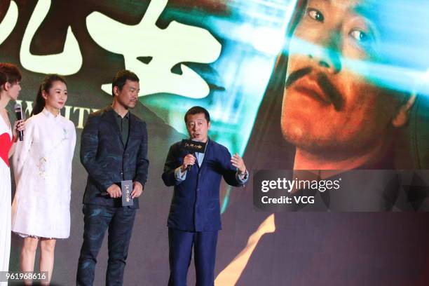 Actress Zhao Tao, actor Liao Fan and Film director Jia Zhangke attend 'Ash Is Purest White' press conference on May 23, 2018 in Beijing, China.