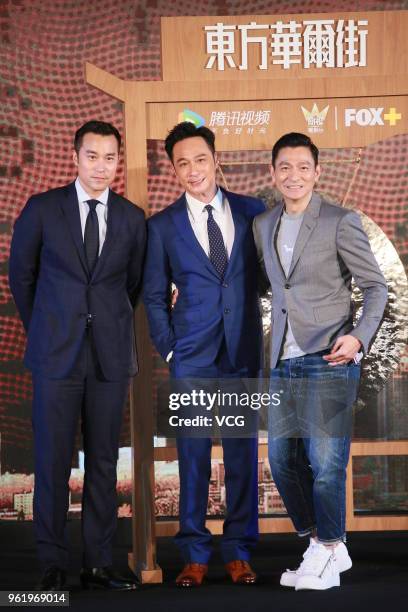 Actor/producer Andy Lau Tak-wah , actor Francis Ng Chun-yu and actor Joseph Chang Hsiao-chuan attend "Trading Floor", a Fox Networks Group, original...