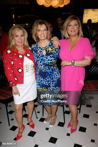 Terelu Campos, María Teresa Campos and Carmen Borrego attends the presentation of the TRLU jewelry May 23, 2018 in Madrid, Spain.