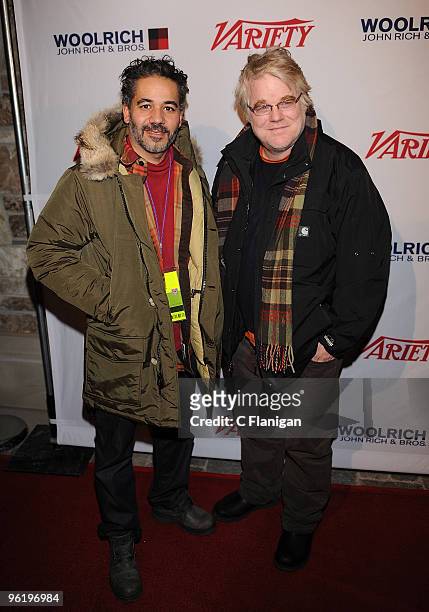 Director/Actor John Ortiz and Director/Actor Philip Seymour Hoffman attend the "10 Directors To Watch 2010" dinner/gala at St. Regis Deer Crest...