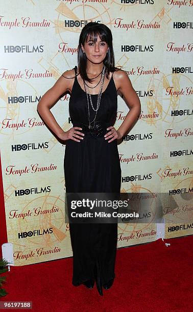 Actress Emmanuelle Chriqui attends the premiere of "Temple Grandin" at the Time Warner Screening Room on January 26, 2010 in New York City.