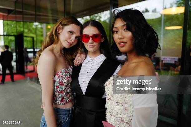 Anna Wilken, Betty Taube & Anuthida Ploypetch wearing all Marina Hoermanseder during the About you Award on May 3, 2018 in Munich, Germany. .