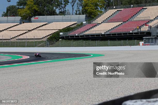Maverick Vinales in the curve of the new drawn layout during the Moto GP test in the Barcelona Catalunya Circuit, on 23th May 2018 in Barcelona,...