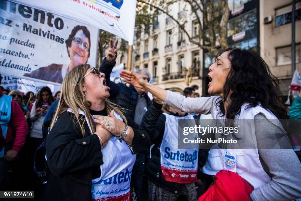 Teachers from all across the Argentine Republic marched to Plaza de Mayo, in Buenos Aires, Argentina, on May 24, 2018 in the second Federal Teacher...