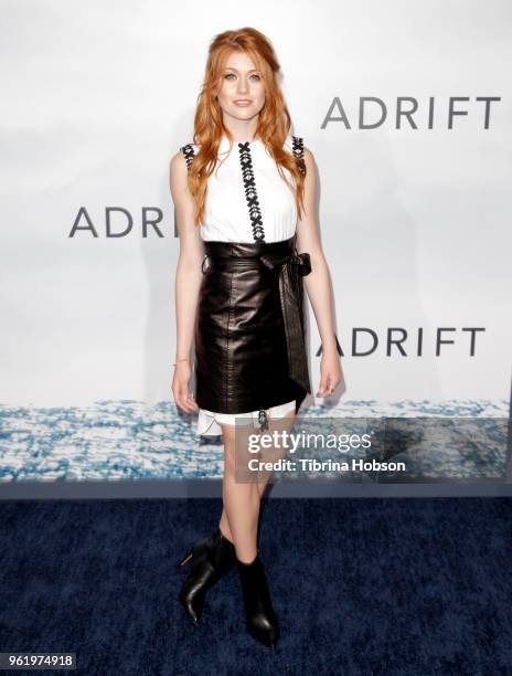 Katherine McNamara attends the premiere of 'Adrift' at Regal LA Live Stadium 14 on May 23, 2018 in Los Angeles, California.
