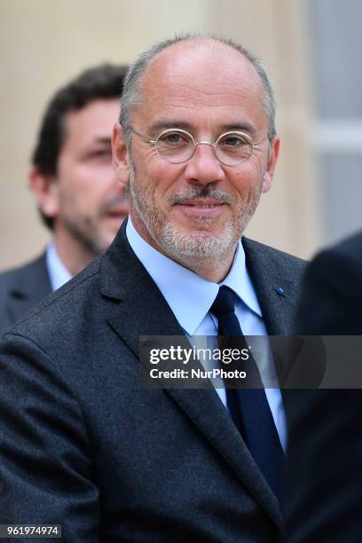 Ceo of Orange, Stephane Richard as he leave after the &quot;Tech for Good&quot; Summit at the Elysee Palace in Paris, on May 23 in Paris, France, on...