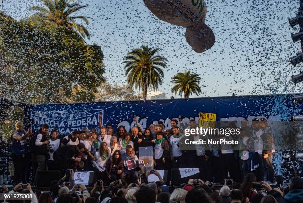 Teachers from all across the Argentine Republic marched to Plaza de Mayo, in Buenos Aires, Argentina, on May 24, 2018 in the second Federal Teacher...